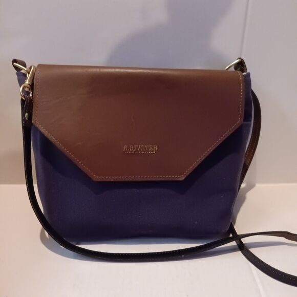 R RIVETER Handbag Lot Of 2-Hopper Crossbody-Hobby Flap-Magnetic Close-Brass Zip - Picture 2 of 16